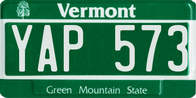 VT license plate YAP573