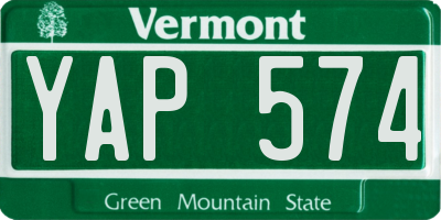 VT license plate YAP574