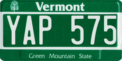 VT license plate YAP575