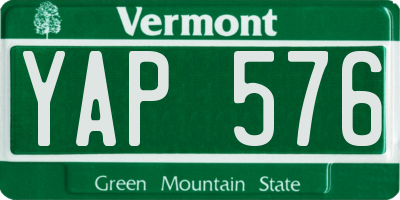 VT license plate YAP576