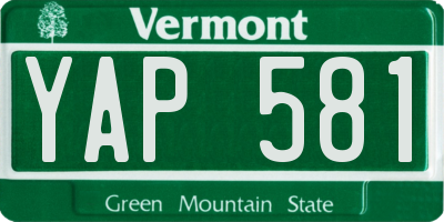 VT license plate YAP581