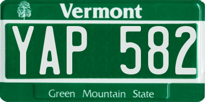 VT license plate YAP582