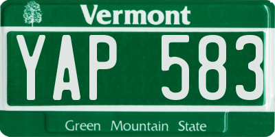 VT license plate YAP583