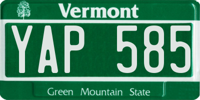 VT license plate YAP585
