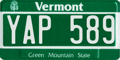 VT license plate YAP589