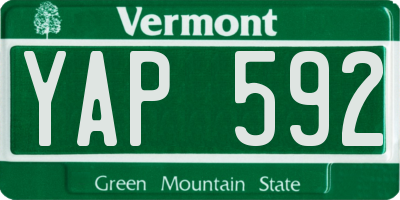 VT license plate YAP592