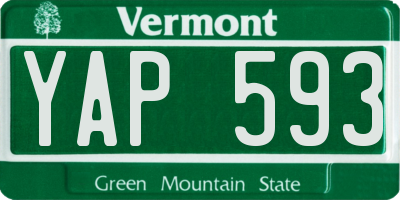 VT license plate YAP593