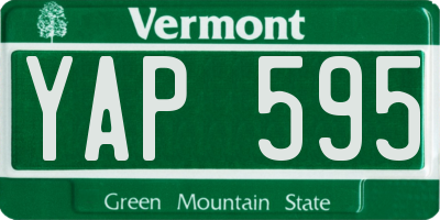 VT license plate YAP595