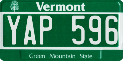 VT license plate YAP596
