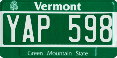 VT license plate YAP598