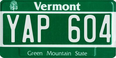 VT license plate YAP604