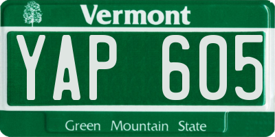 VT license plate YAP605