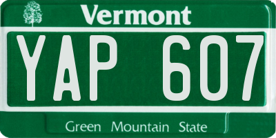 VT license plate YAP607
