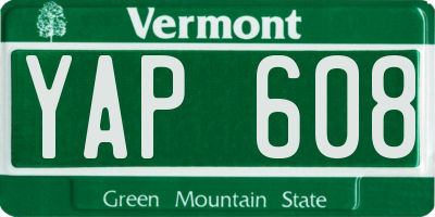 VT license plate YAP608