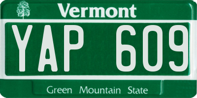 VT license plate YAP609