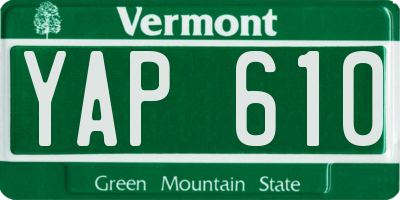 VT license plate YAP610