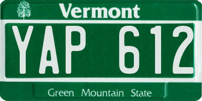 VT license plate YAP612