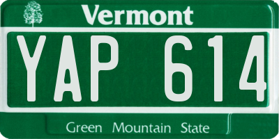 VT license plate YAP614