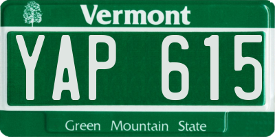 VT license plate YAP615