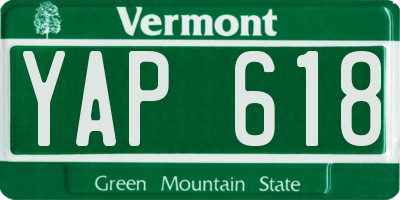 VT license plate YAP618