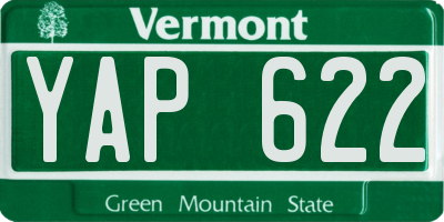VT license plate YAP622