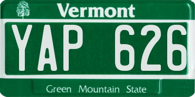 VT license plate YAP626