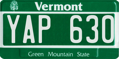 VT license plate YAP630