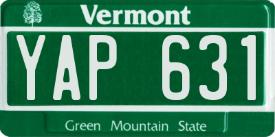 VT license plate YAP631