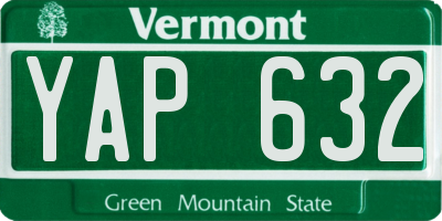 VT license plate YAP632