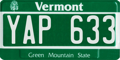 VT license plate YAP633