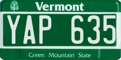 VT license plate YAP635