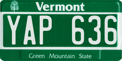VT license plate YAP636