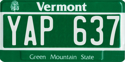 VT license plate YAP637