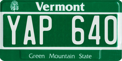 VT license plate YAP640