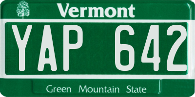 VT license plate YAP642