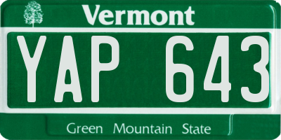 VT license plate YAP643