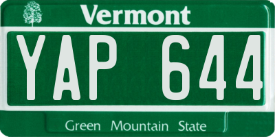 VT license plate YAP644