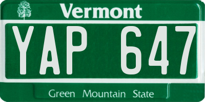 VT license plate YAP647
