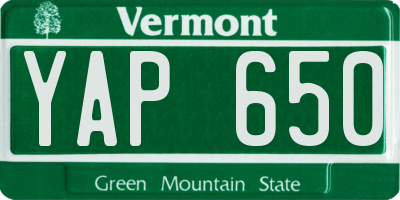 VT license plate YAP650