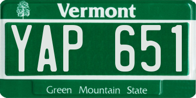 VT license plate YAP651