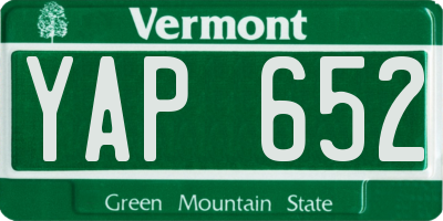 VT license plate YAP652
