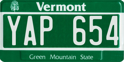 VT license plate YAP654