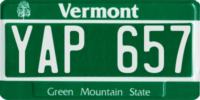 VT license plate YAP657