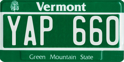 VT license plate YAP660