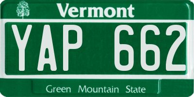 VT license plate YAP662