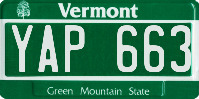 VT license plate YAP663