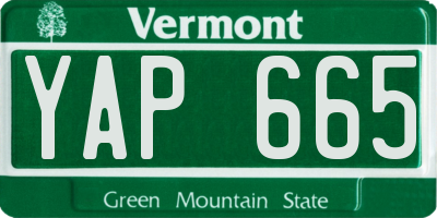 VT license plate YAP665