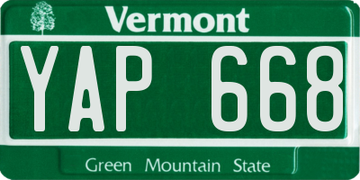 VT license plate YAP668