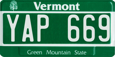 VT license plate YAP669