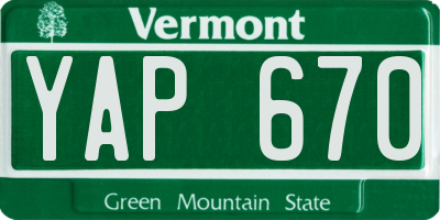VT license plate YAP670